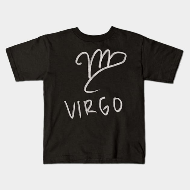 Hand Drawn Virgo Zodiac Signs Kids T-Shirt by Saestu Mbathi